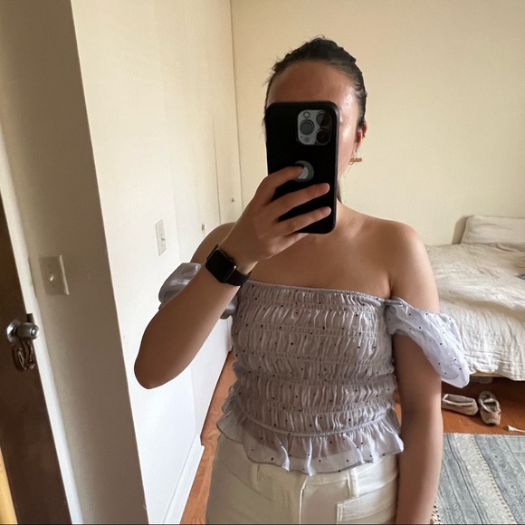 Zara Sheer Lavender Puff Sleeve Blouse - Picture 12 of 12